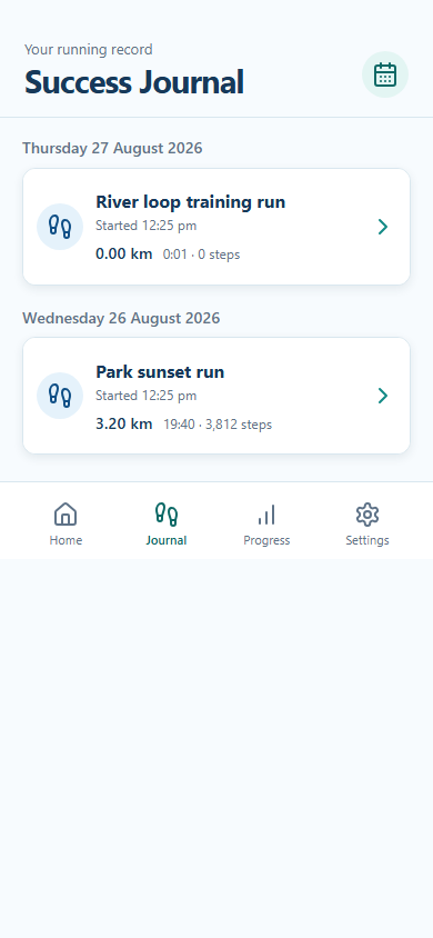 ChickyFit Success Journal grouped by date