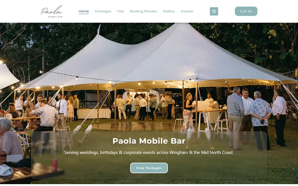 Paola Mobile Bar website screenshot