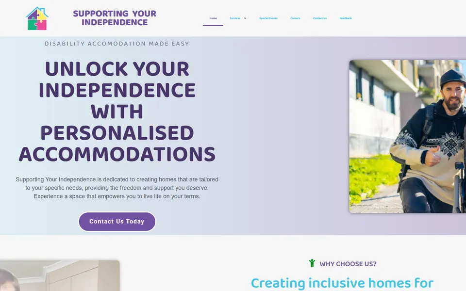 Supporting Your Independence website screenshot